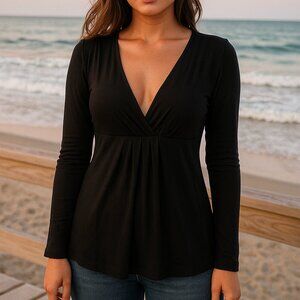 Banana Republic Stretch Knit Top size XS Black